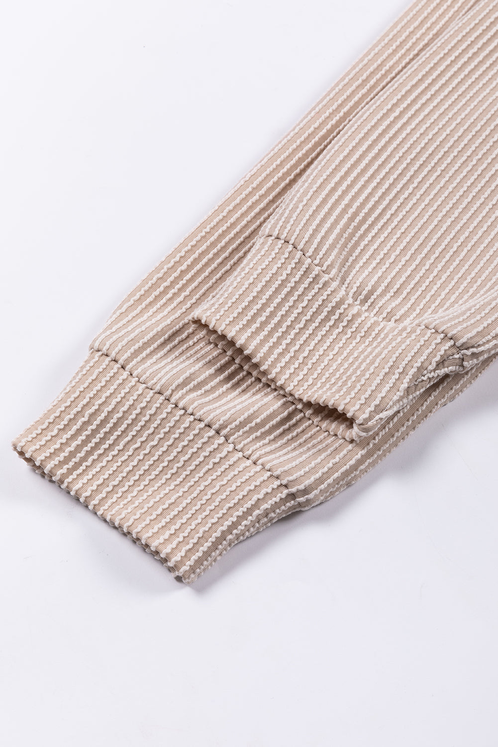 Khaki Color Block Ribbed Top with Long Sleeves