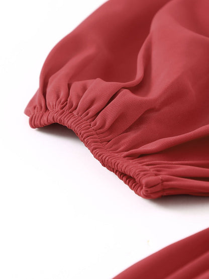 Fiery Crimson Smocked Peplum Blouse