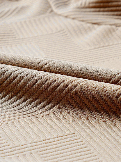 Apricot Textured High Neck Sweatshirt with Unique Asymmetrical Buttons