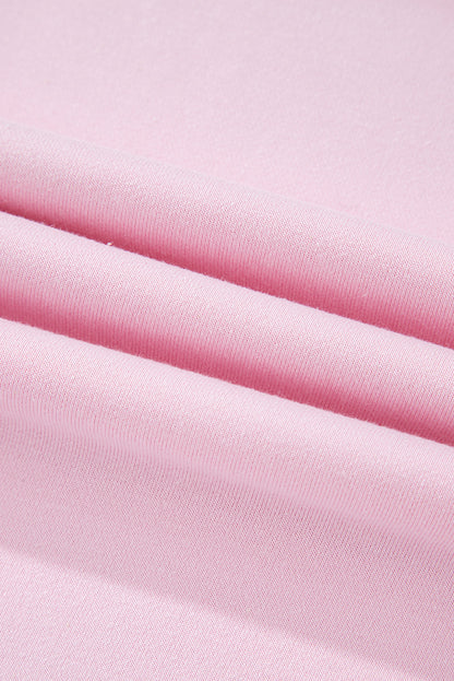 Light Pink Color Block Batwing Sleeve Loose Fit Sweatshirt