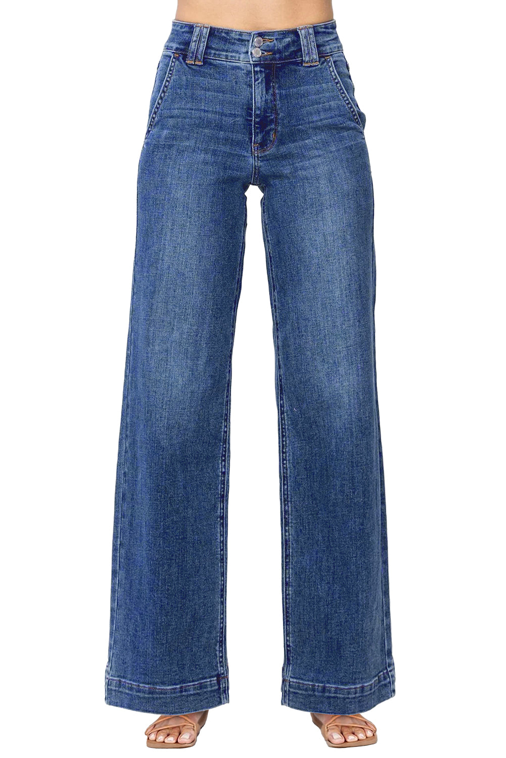 Ashleigh Blue Double Button Zip Fly Straight Leg Jeans