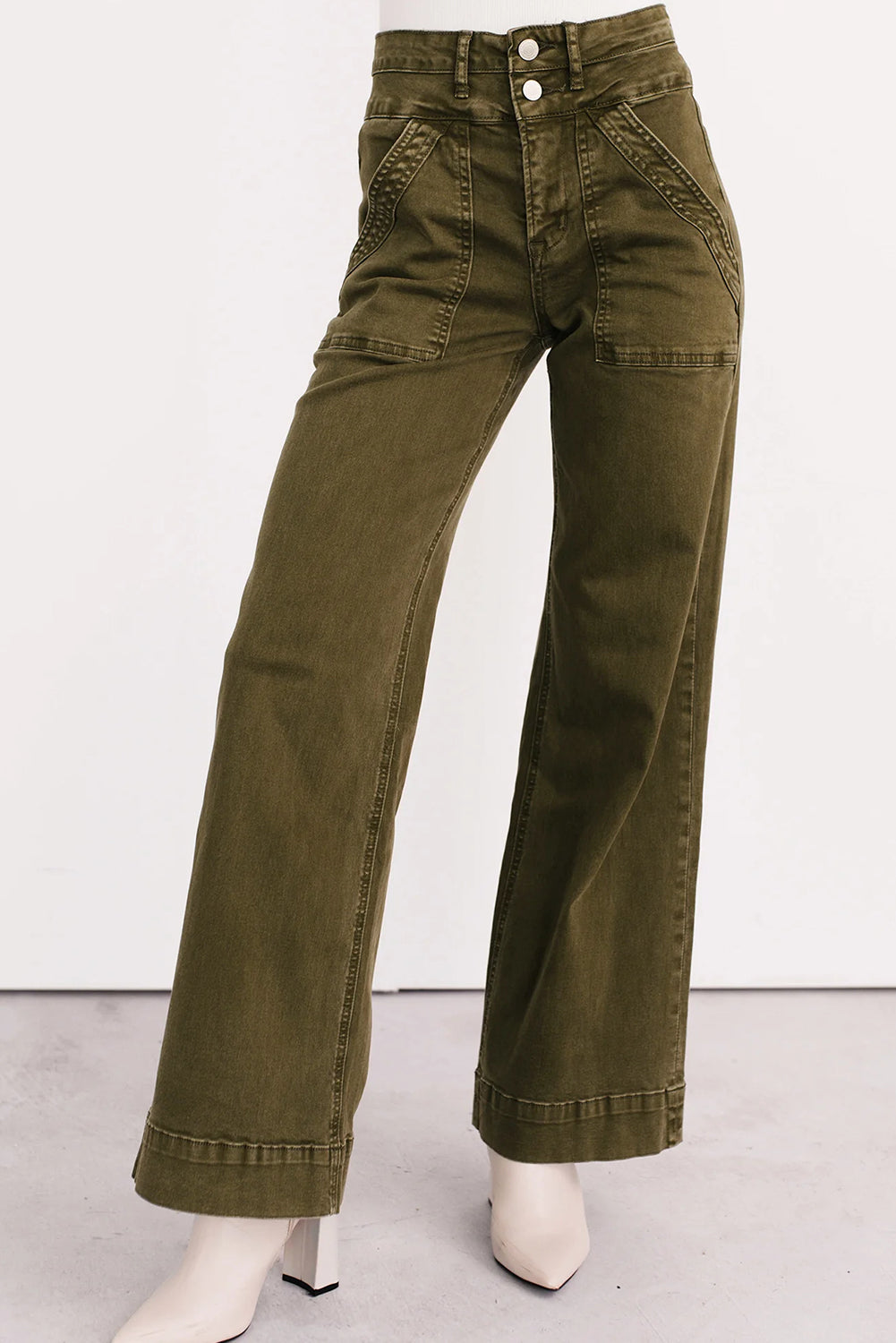 Jungle Green Henley Wide Leg Mica Denim Jeans