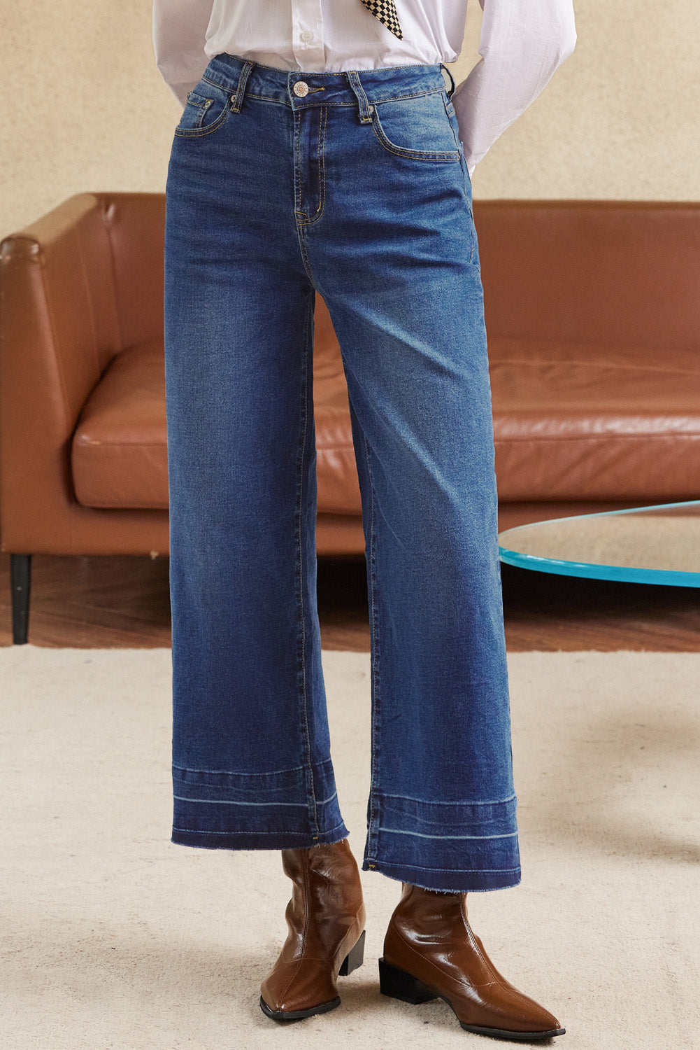 cropped loose jeans
