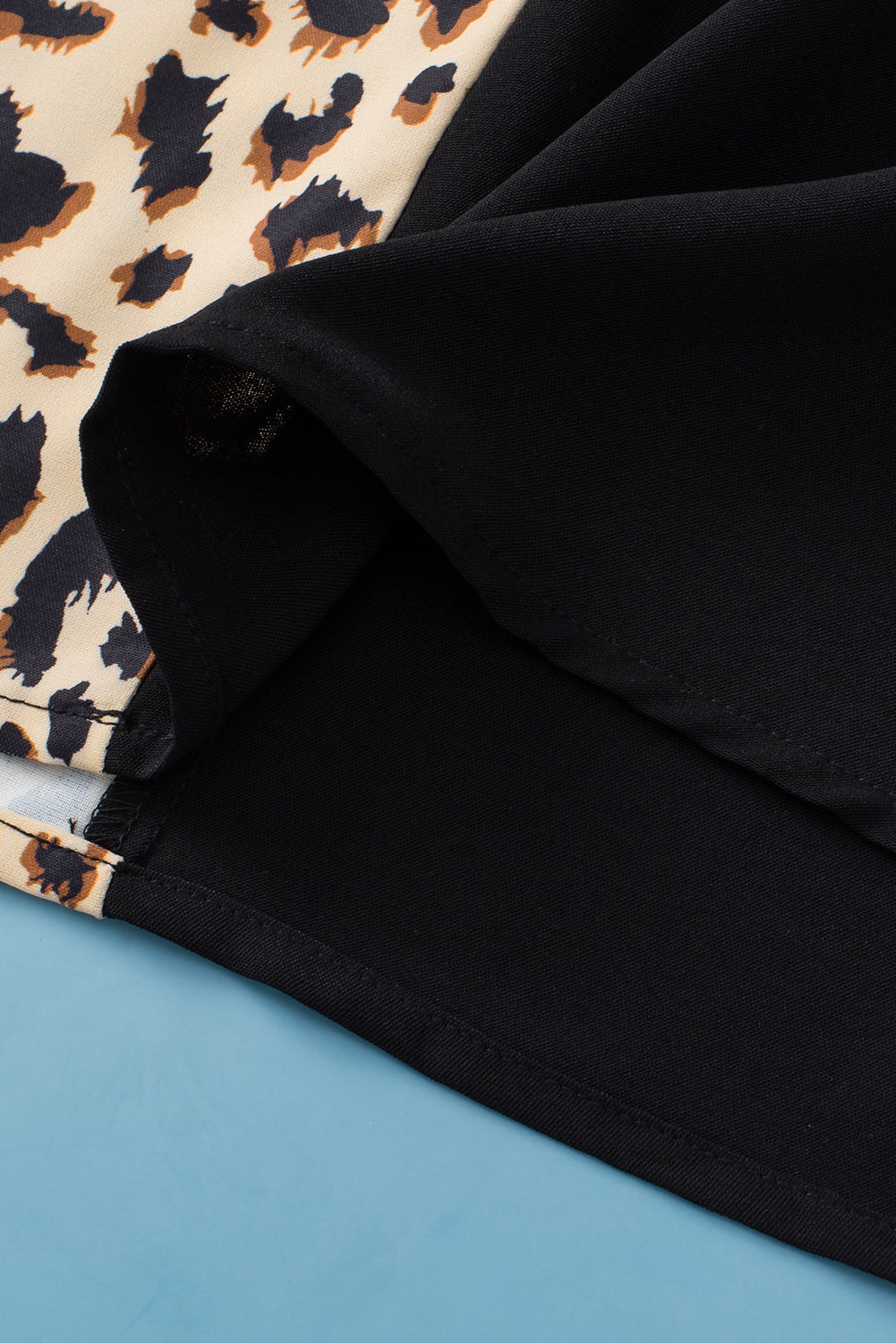 Elegant Black Leopard Ruffle Sleeve Plus Size Top