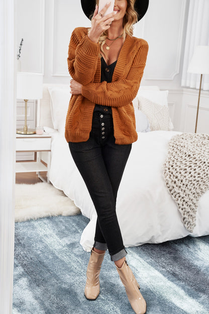 Khaki Chunky Wide Long Sleeve Knit Cardigan
