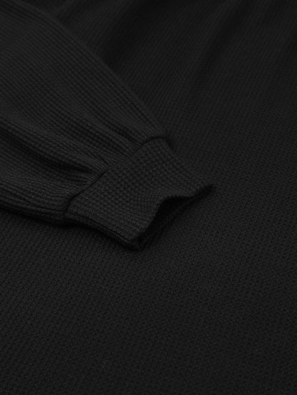 Elegant Square Neck Long Sleeve Waffle Knit Top