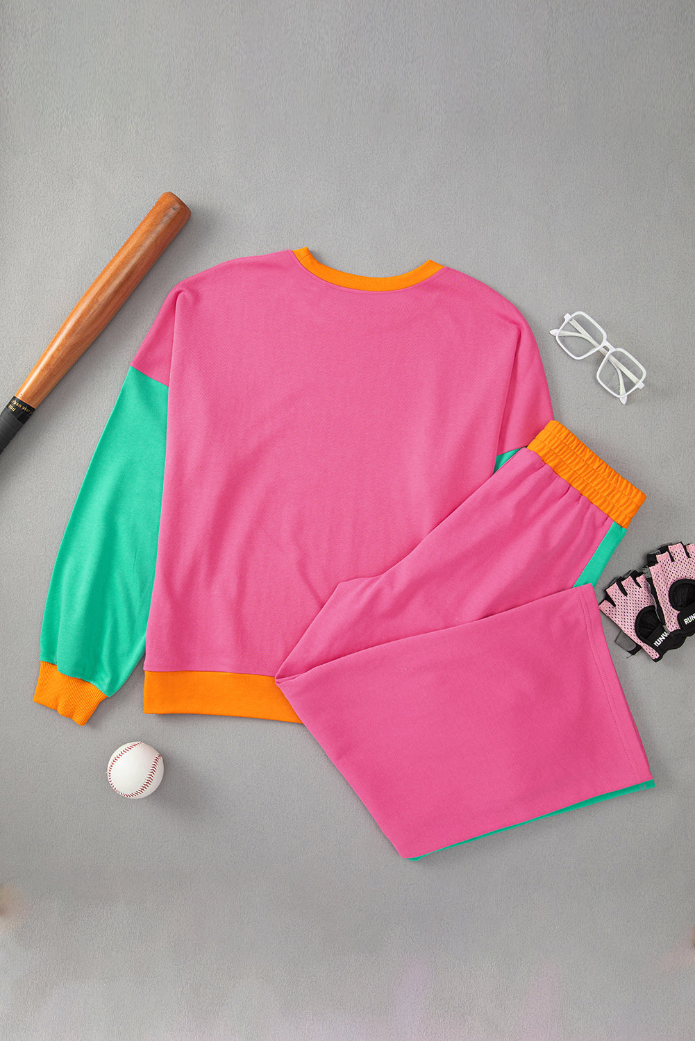 color block sweatpant set