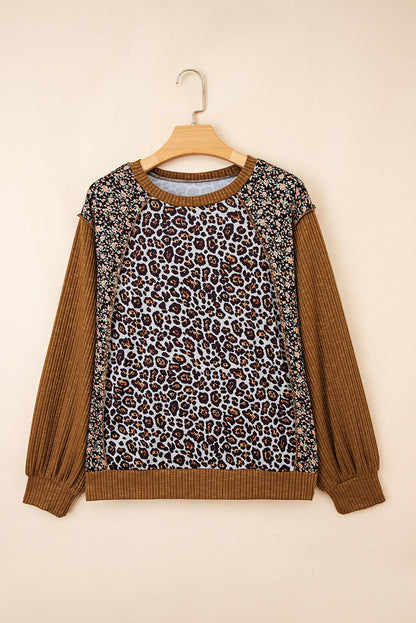 leopard patchwork top
