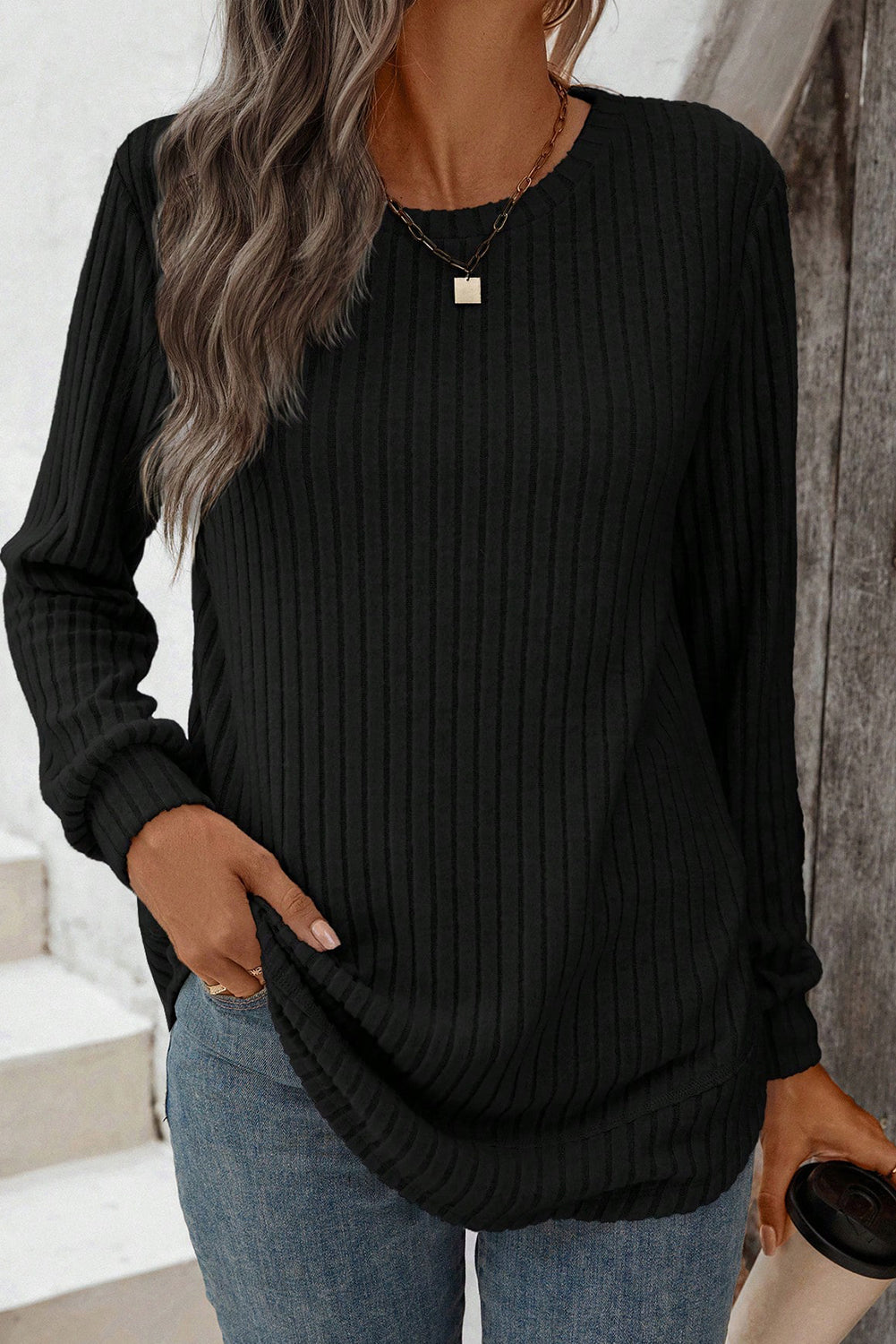 black long sleeve top