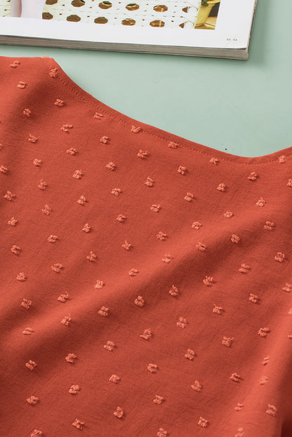 Golden Sparks Plus Size Swiss Dot V Neck Wrap Tie Side Blouse