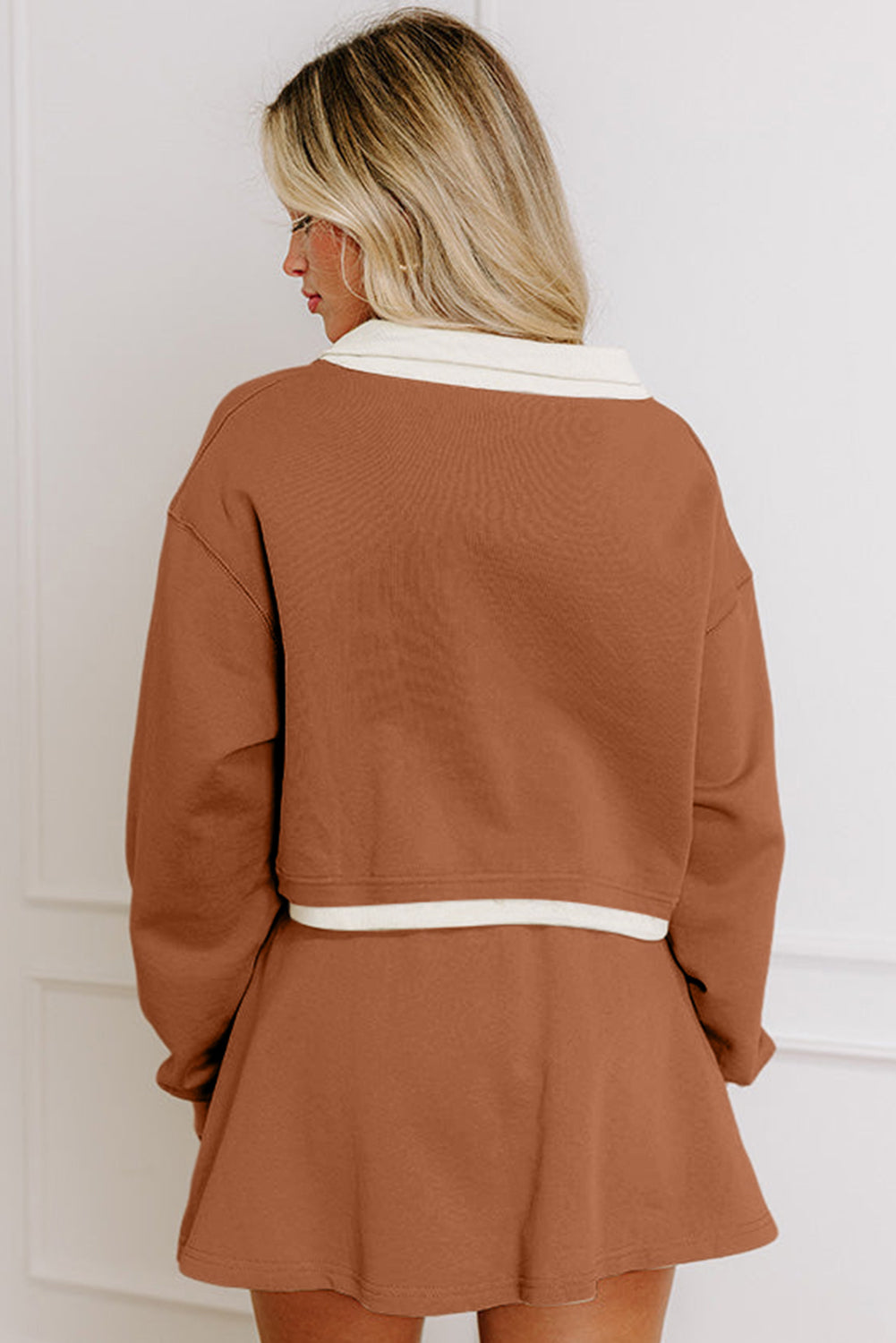 cropped pullover mini skirt set