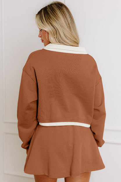 cropped pullover mini skirt set