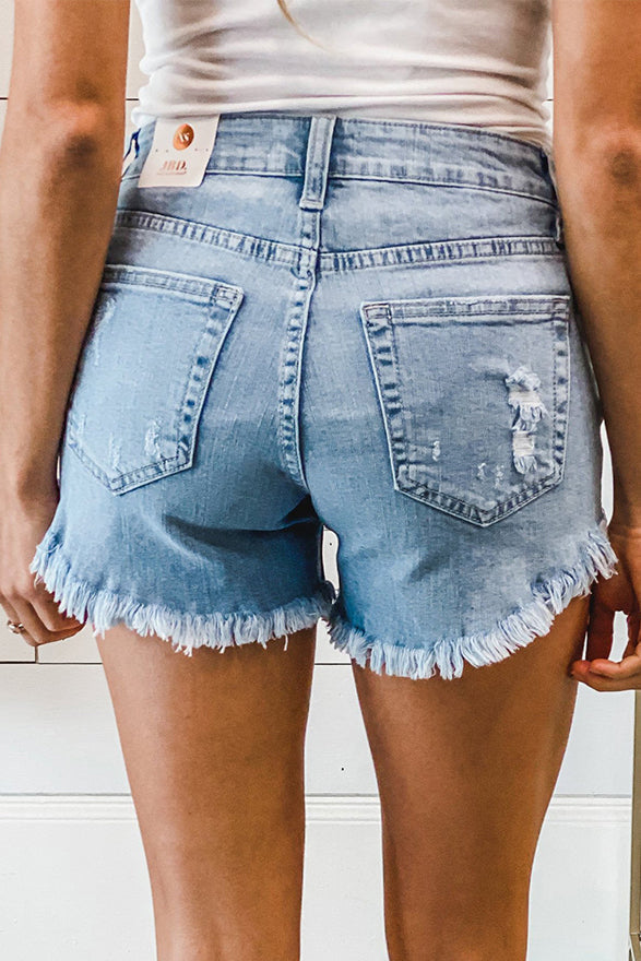 Stylish High Waist Distressed Denim Shorts