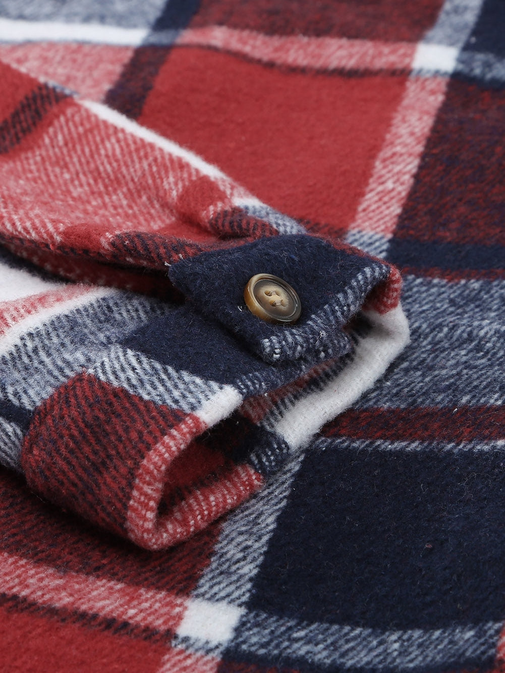 Fiery Orange Plaid Print Button-Up Shirt Jacket