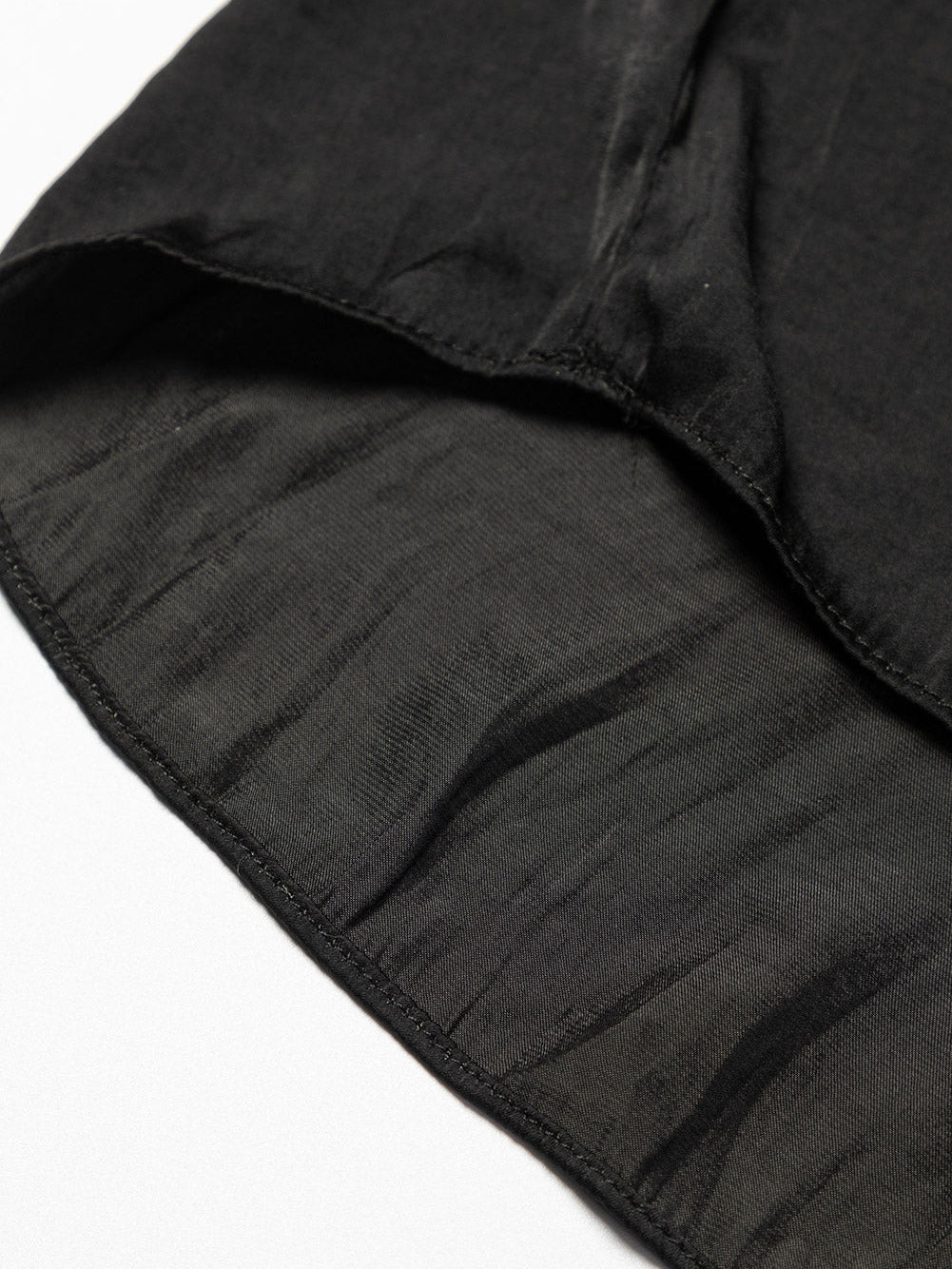 Elegant Black Satin V Neck Pleated Puff Sleeve Blouse