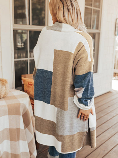 Colorblock Knit Cardigan for Curvy Figures