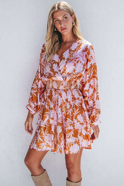 puff sleeve floral dress