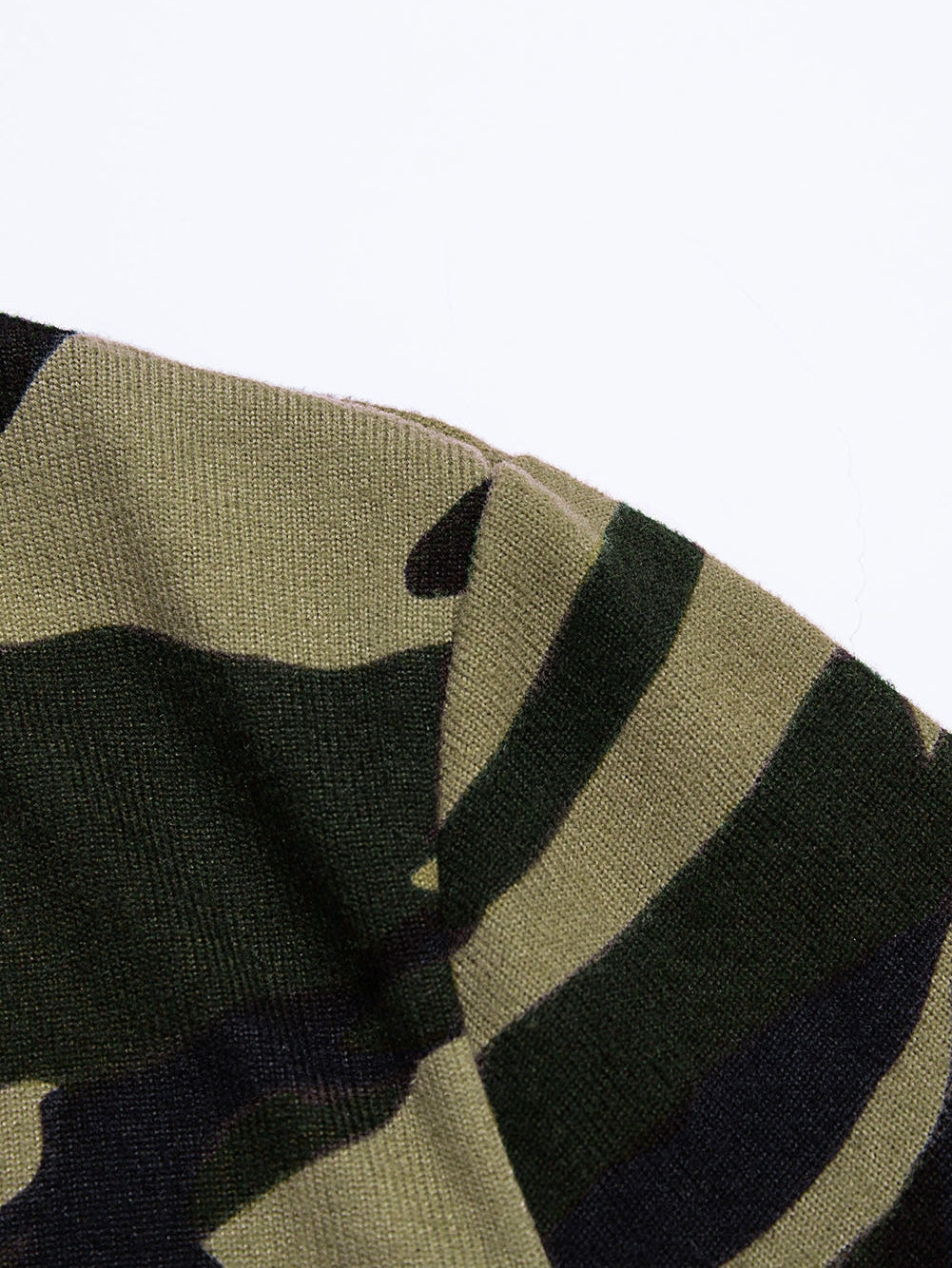 Green Camo Print V-Neck Cardigan