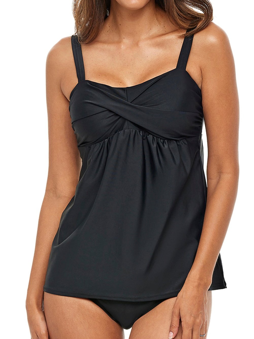 Black 2-Piece Tankini Bathing Suit with Swing Detail