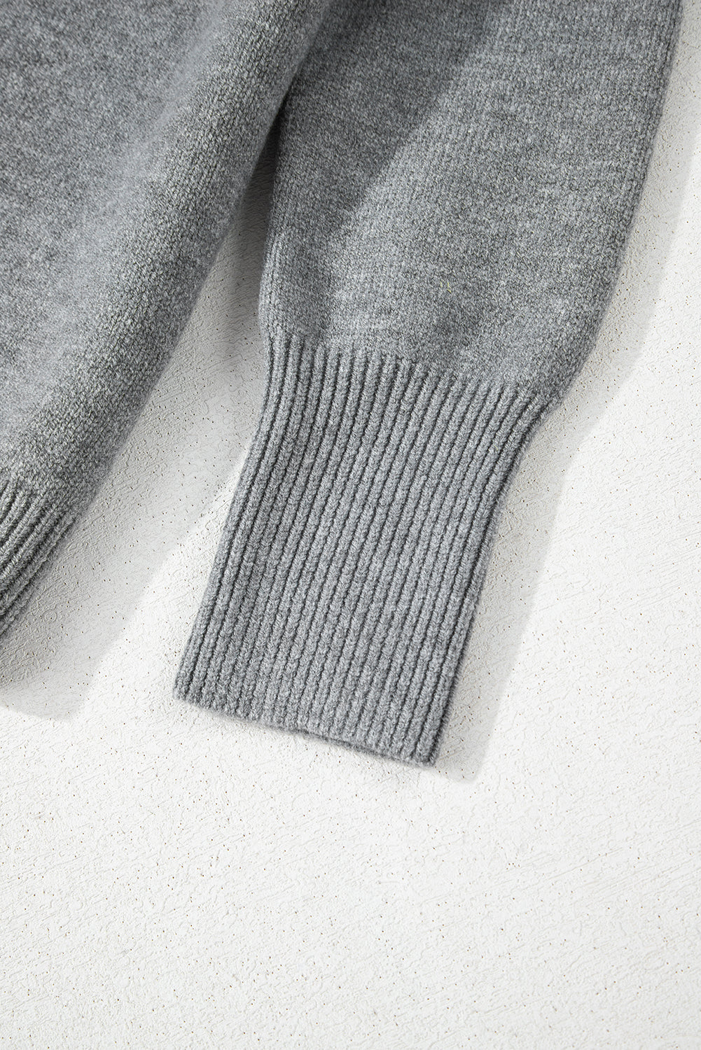 Medium Grey Drawstring Hooded Button Up Drop Shoulder Sweater Cardigan