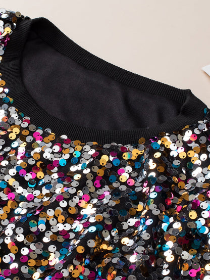 Vibrant Sequin Embellished Plus Size Party Top