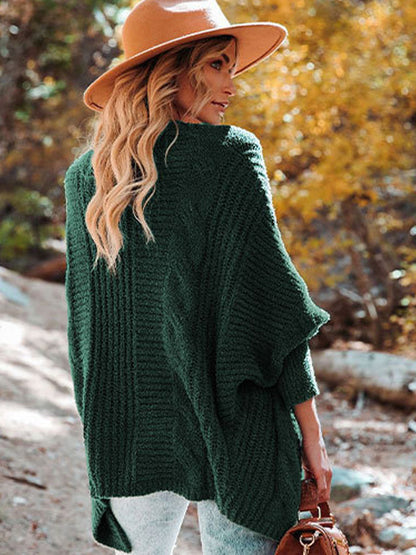Sweaters - Loose And Cozy V Neck Cable Knit Sweater - MsDressly