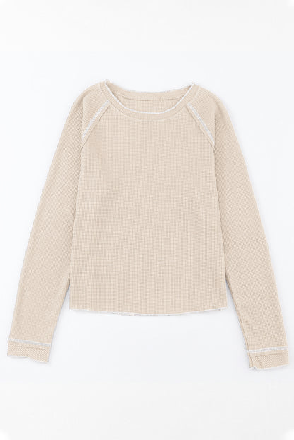 textured knit long sleeve top