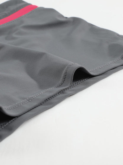 Fiery Red Accented Taupe Women's Swim Shorts