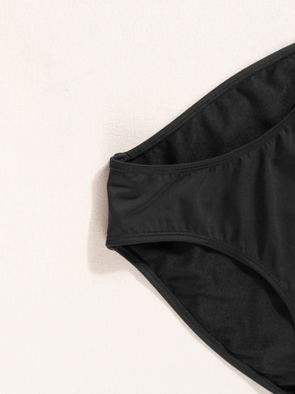 Elegant Black Mesh Detail One-Piece Swimsuit with Adjustable Straps