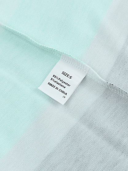 Green Striped Pullover Hooded Sweatshirt