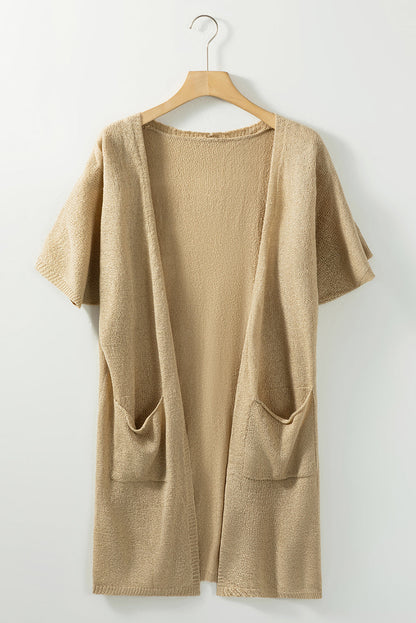 Khaki Dolman Sleeve Cardigan with Pockets