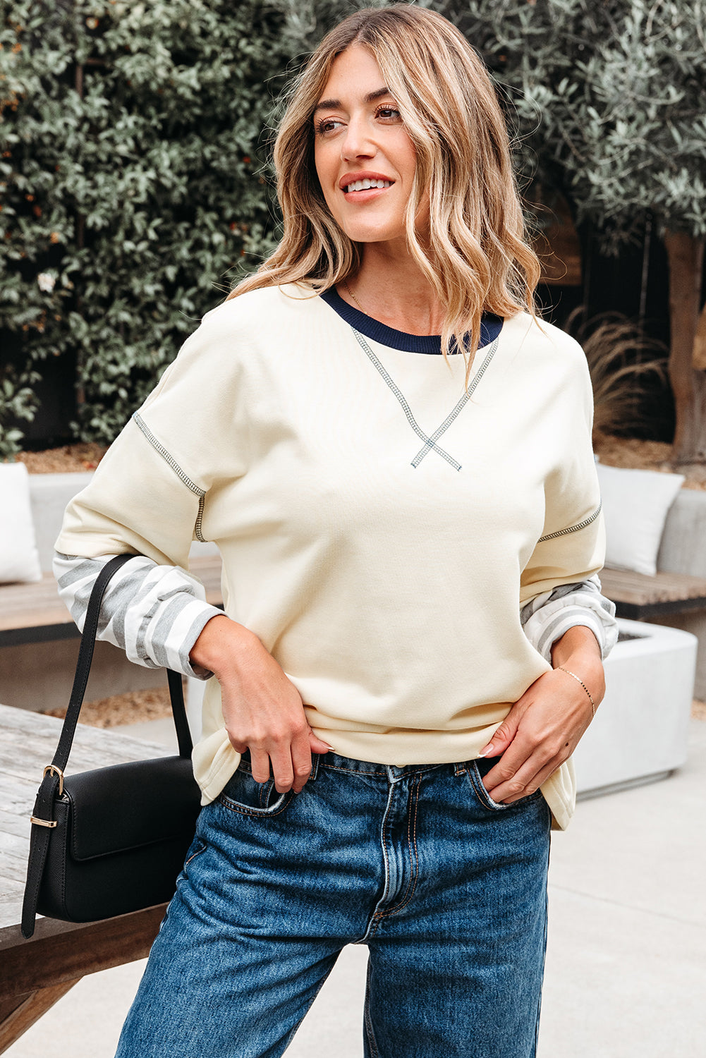 stripe patchwork top