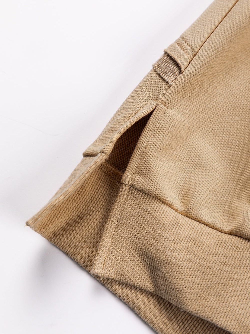 French Beige Lattice Hollow Out Back Sweatshirt for Casual Chic Comfort