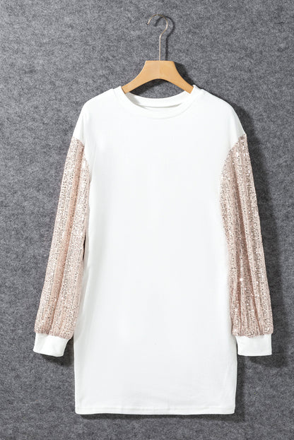 V Neck Irregular Mesh Panel Mini Dress