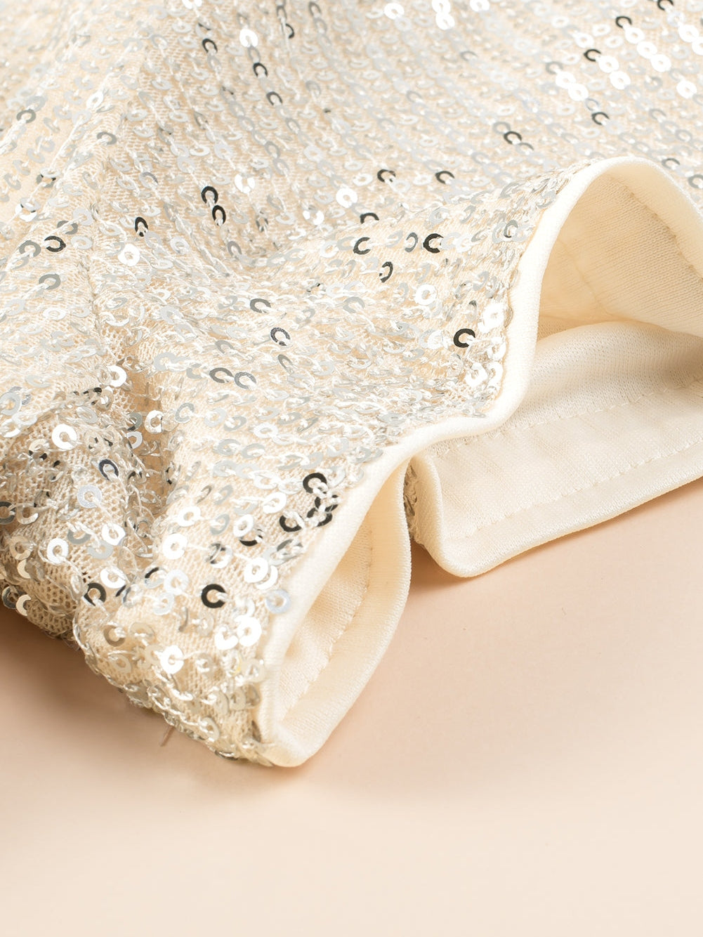 Light Pink Plus Size Sequin Short Sleeve T-shirt Dress