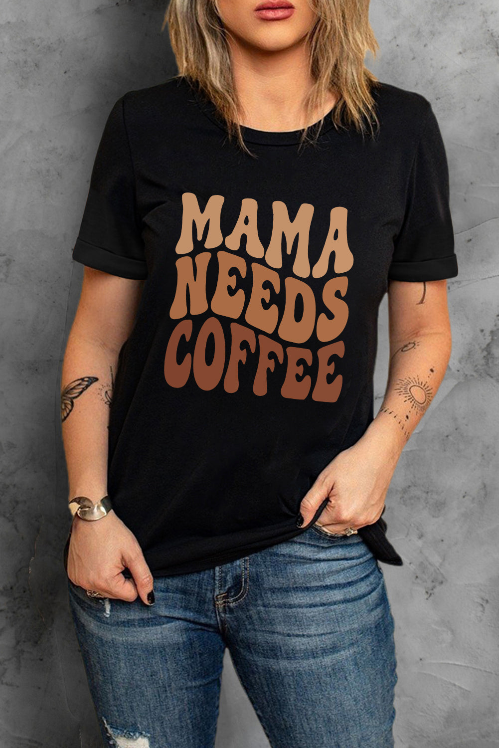 Black COFFEE LOVER Graphic Tee for Busy Moms