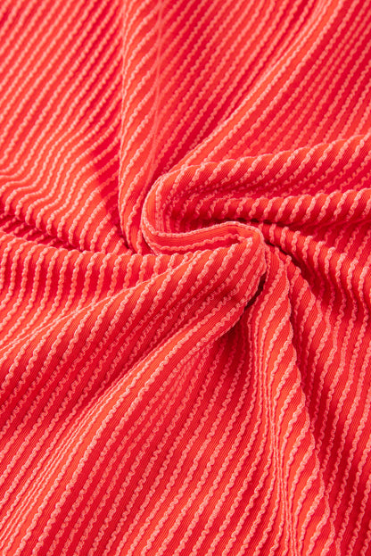 Ribbed Textured Knit Loose Fit Tee and Shorts Set