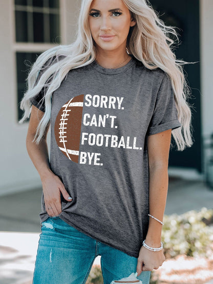 Graphic Gray American Football Print Casual Tee