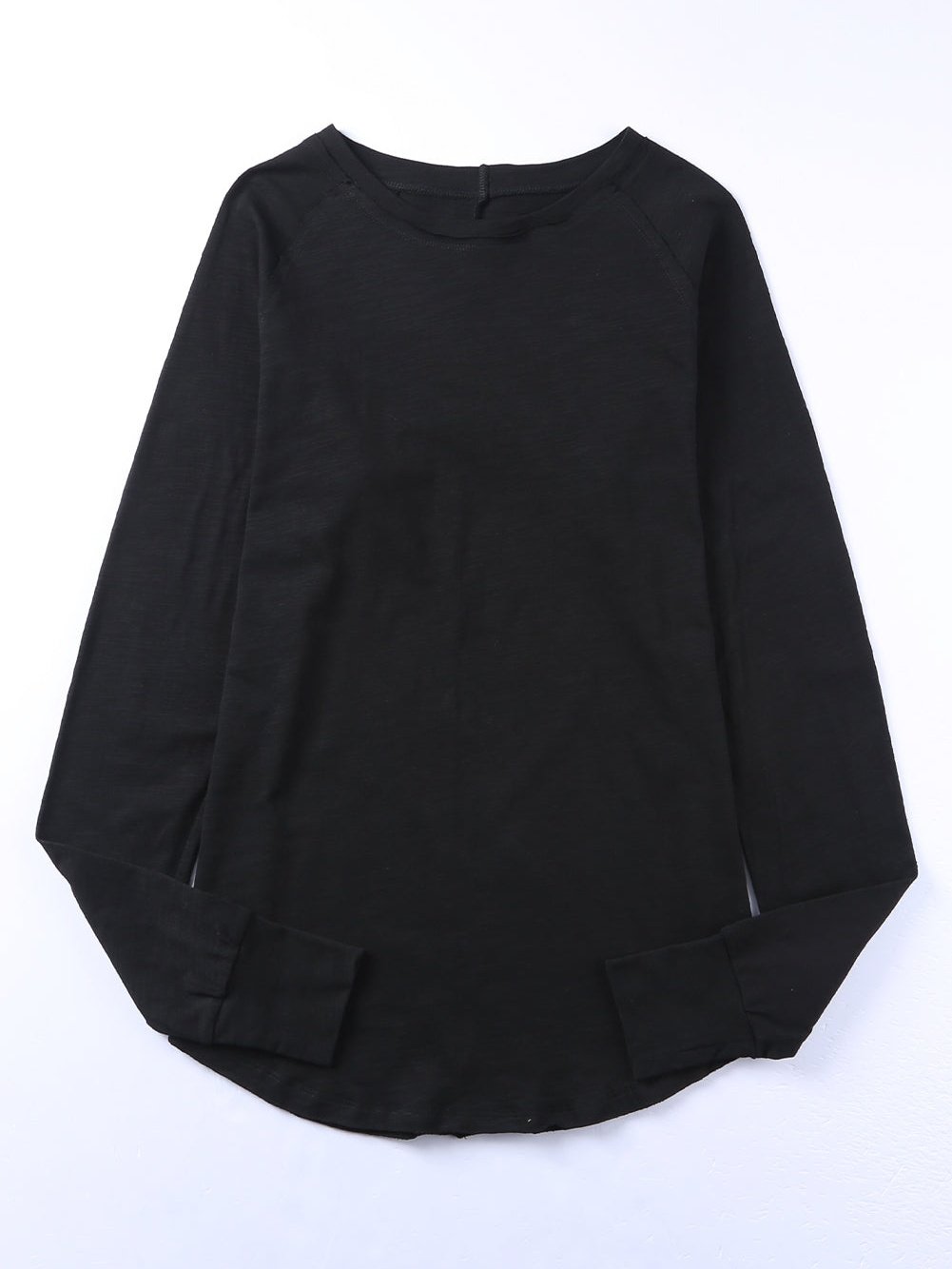 Essential Black Long Sleeve Crew Neck Top