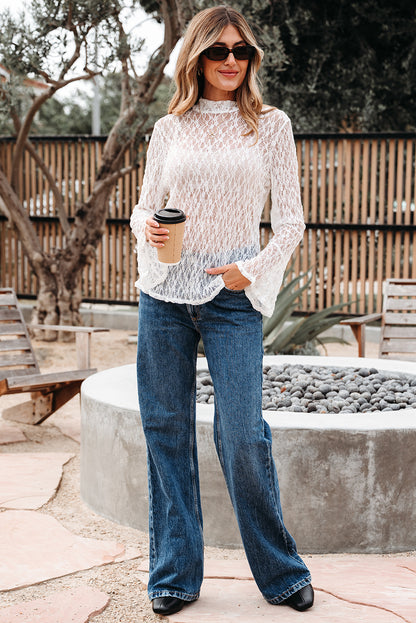 white sheer lace blouse