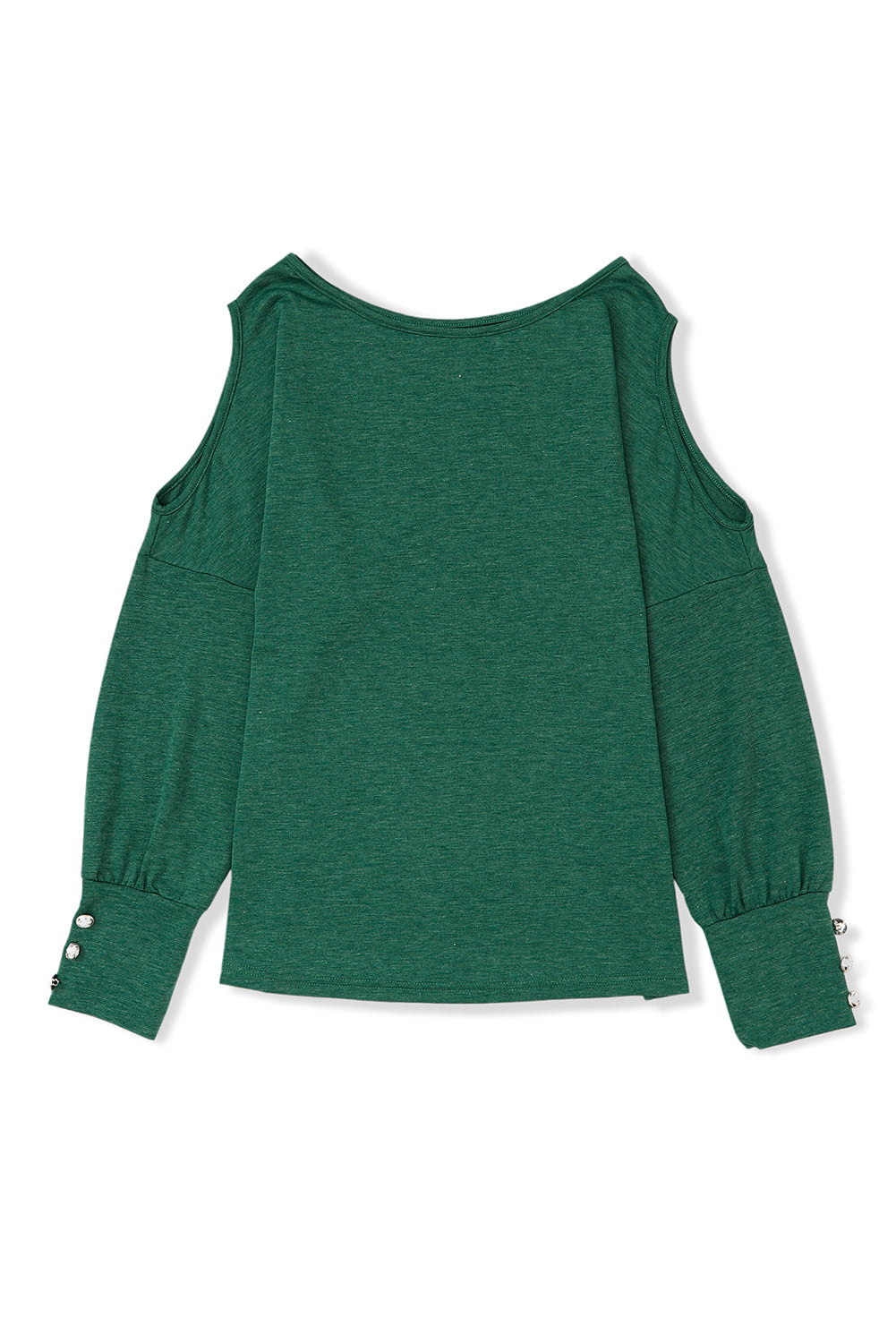 Green Buttoned Cold Shoulder Long Sleeve Top
