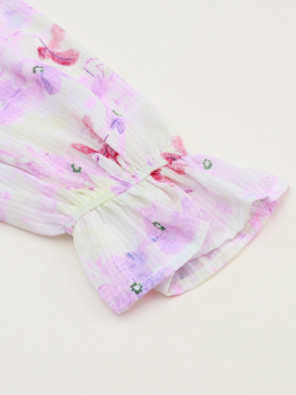 Elegant Purple Floral Lace Trim Shift Blouse