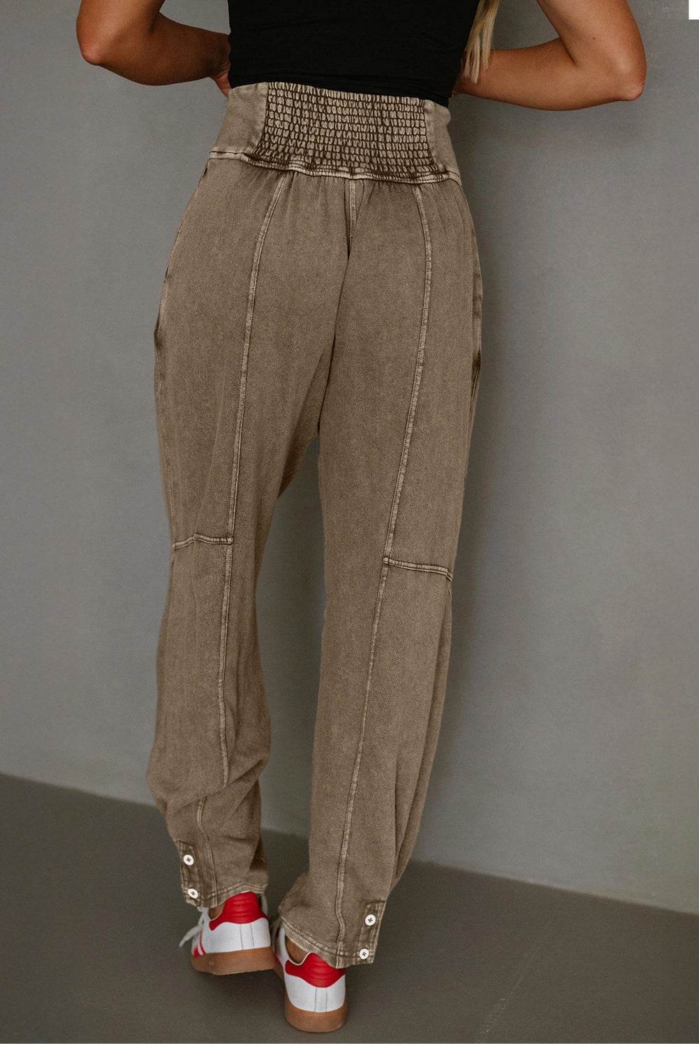 Elmwood Mineral Wash Jogger Style High Waist Casual Pants