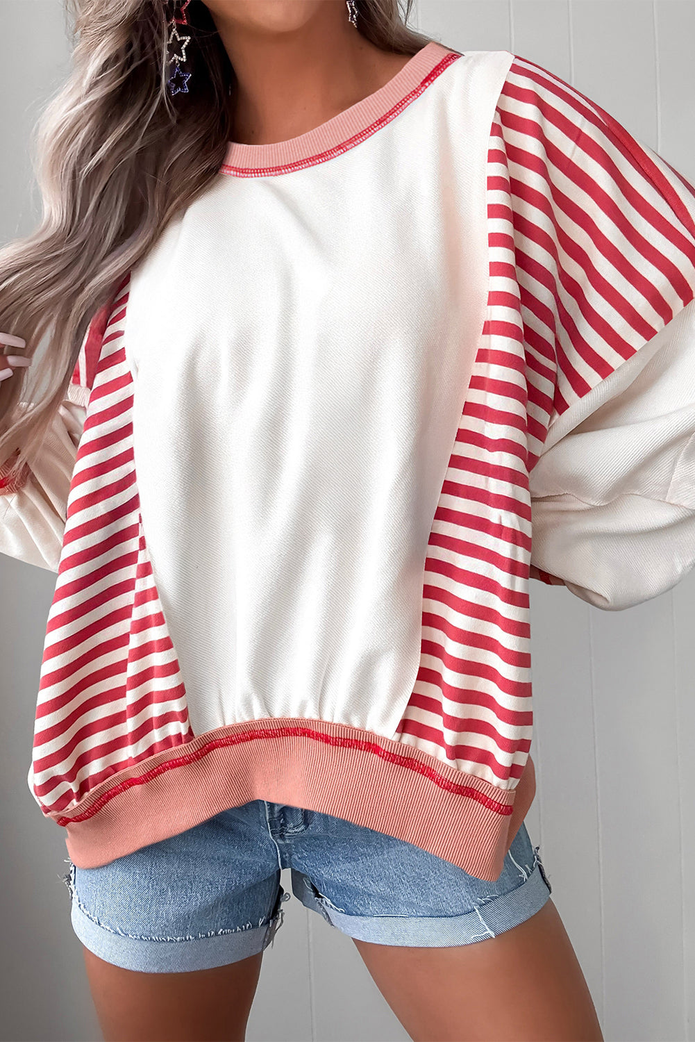 stripe patchwork sweatshirt