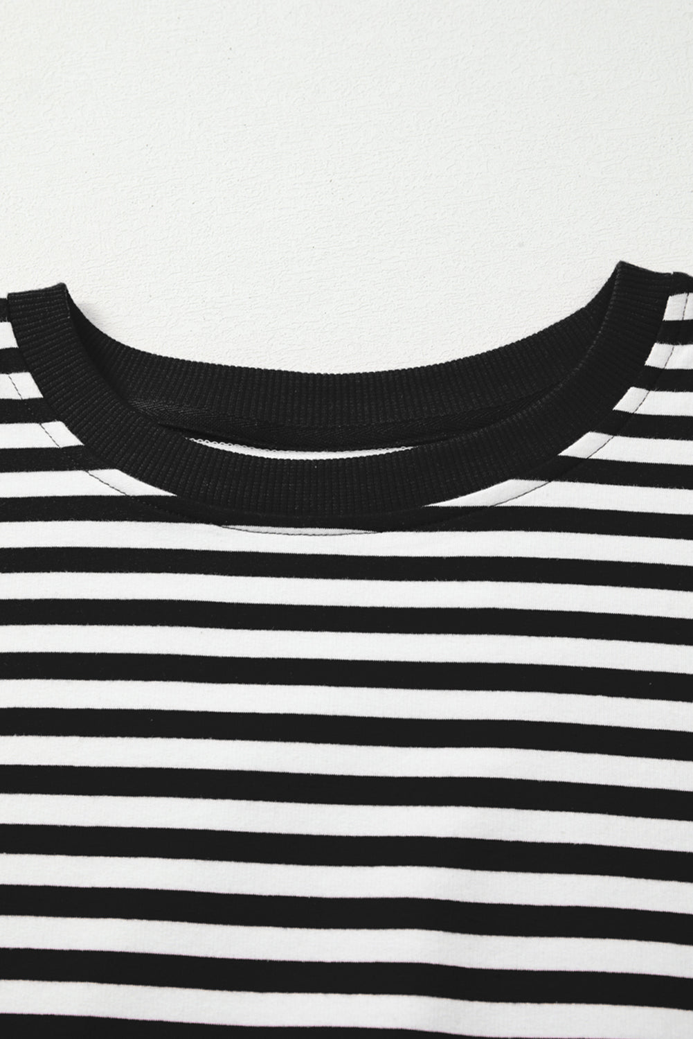 Black Stripe Exposed Seam Drop Shoulder Casual Pullover Top