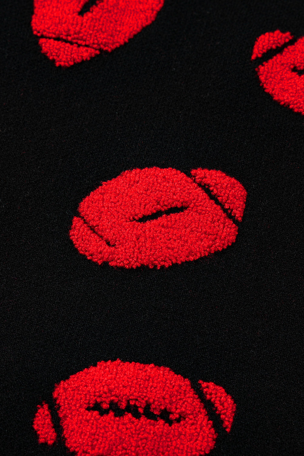 Black Rugby Print Casual Knit Short Sleeve Sweater