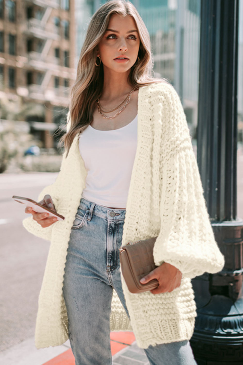 puff sleeve cardigan