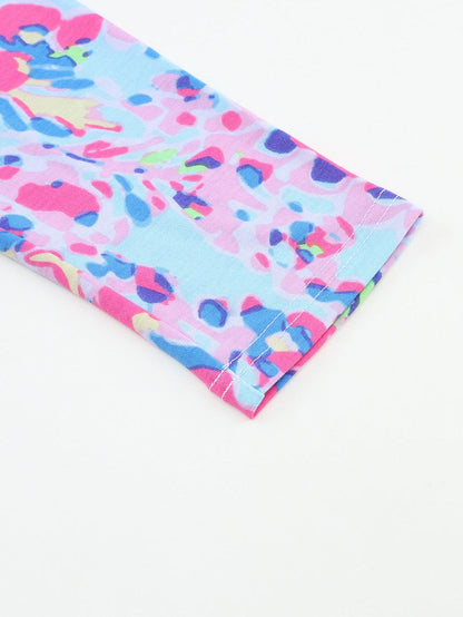 Floral Sky Blue Lounge Set with Coordinating Drawstring Shorts