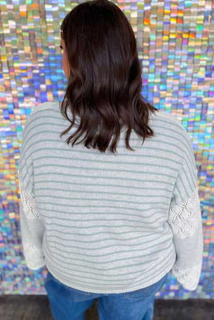 Light Grey Plus Size Color Block Hollowed Knit Patchwork Loose Sweater