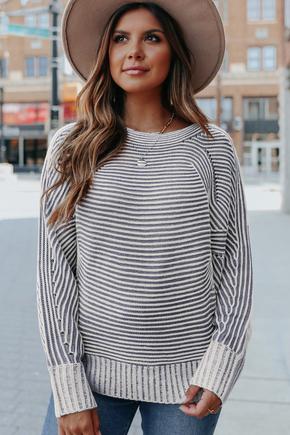 striped knit sweater